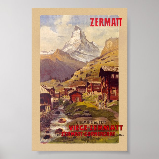 Zermatt Switzerland Vintage Poster 1900 (Vorne)