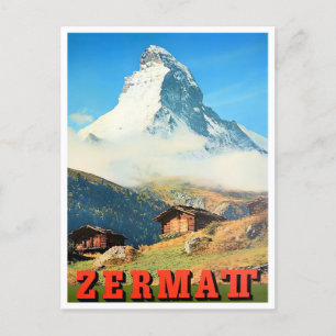 Zermatt Switzerland Vintage Reise Postkarte