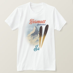 Zermatt Switzerland Vintages Skipposter T-Shirt