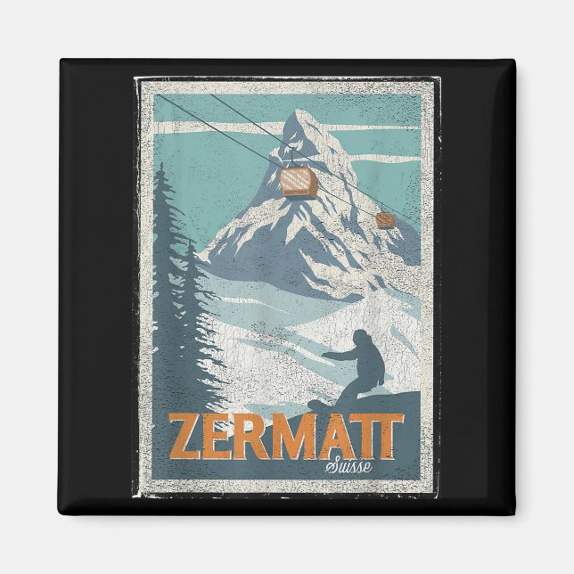 Zermatt Switzerland Winter Skiing Snowboarding Ski Magnet (Vorne)