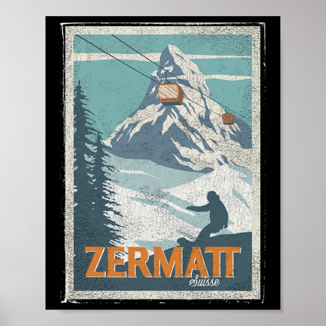 Zermatt Switzerland Winter Skiing Snowboarding Ski Poster (Vorne)
