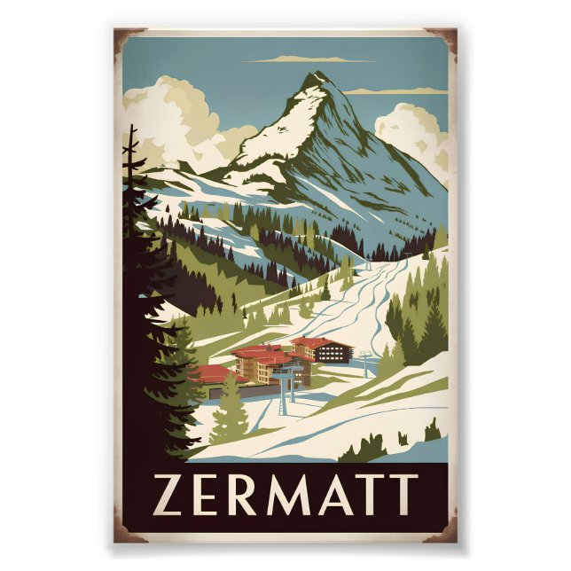 Zermatt Vintag Fotodruck (Vorne)