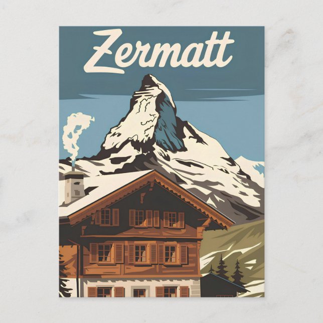 Zermatt Vintag Postkarte (Vorderseite)