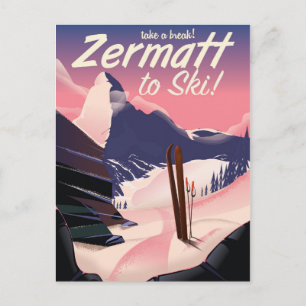 Zermatt Vintage Reiseplakat Postkarte