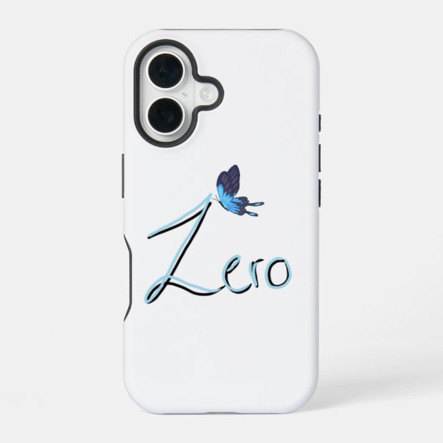 ZERO Blau Schmetterling Schwarz & Blau Gradient iP iPhone 16 Hülle (Rückseite)