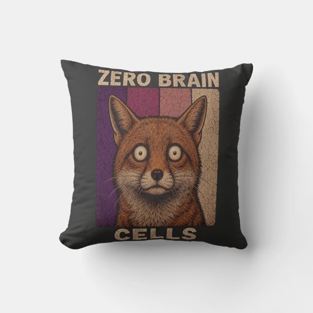 Zero Brain Cells Fuchs Meme – Lustiges Süßes Tier  Kissen (Vorderseite)