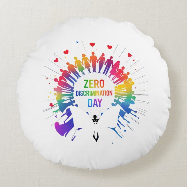 Zero Discrimination Day  Rundes Kissen (Vorderseite)