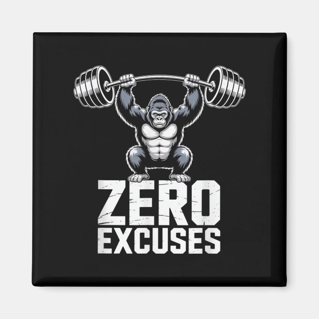Zero Excuses Gorilla Gym Motivational Workout  Magnet (Vorne)