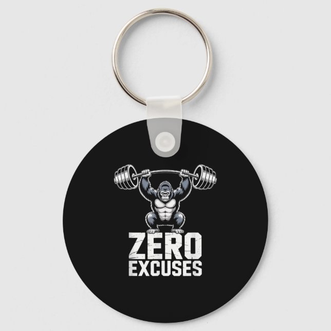 Zero Excuses Gorilla Gym Motivational Workout  Schlüsselanhänger (Vorderseite)