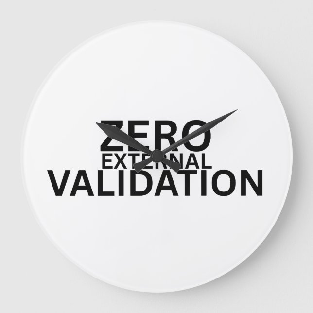 Zero External Validation Modern Acrylic Clock Große Wanduhr (Vorderseite)