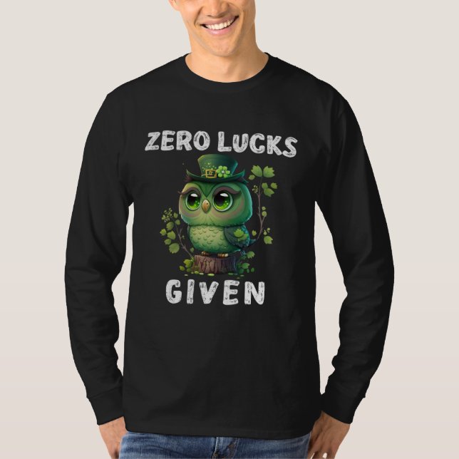 Zero Glück gegeben  Süße Eule St. Patricks Day Par T-Shirt (Vorderseite)