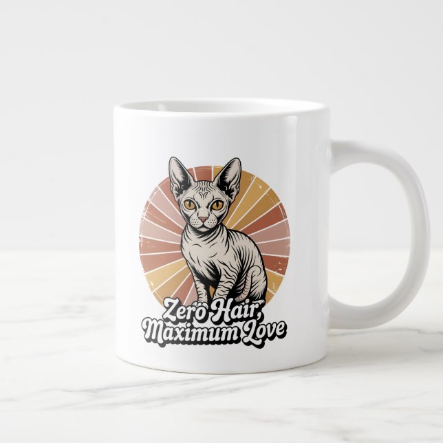 Zero Haare, maximale Liebe Sphynx Retro Jumbo-Tasse (Rechts)