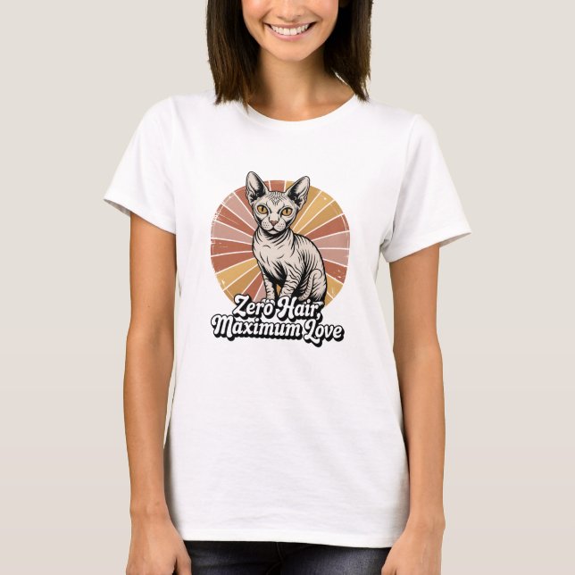 Zero Haare, maximale Liebe Sphynx Retro T-Shirt (Vorderseite)