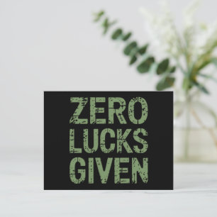 Zero Lucks Given St Paddy's Day Hilarious Patricks Postkarte