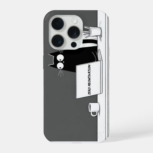 Zero Meowtivation Cat – Funny Lazy Work Cartoon iPhone Hülle (Rückseite)