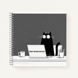Zero Meowtivation Katze – Lustiger Cartoon über fa Notizbuch