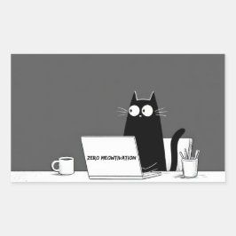Zero Meowtivation Katze – Lustiger Cartoon über fa Rechteckiger Aufkleber