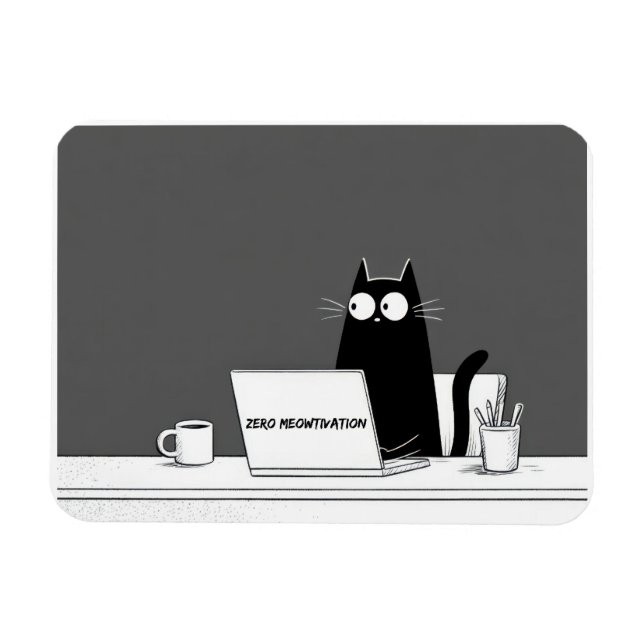 Zero Meowtivation Katze – Lustiger Fauler Arbeits- Magnet (Horizontal)