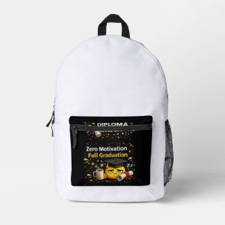 Zero Motivation Full Graduation Funny Shirt Bedruckter Rucksack