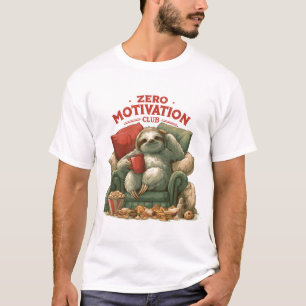 Zero-Motivations-Club Faultier entspannt sich in e T-Shirt