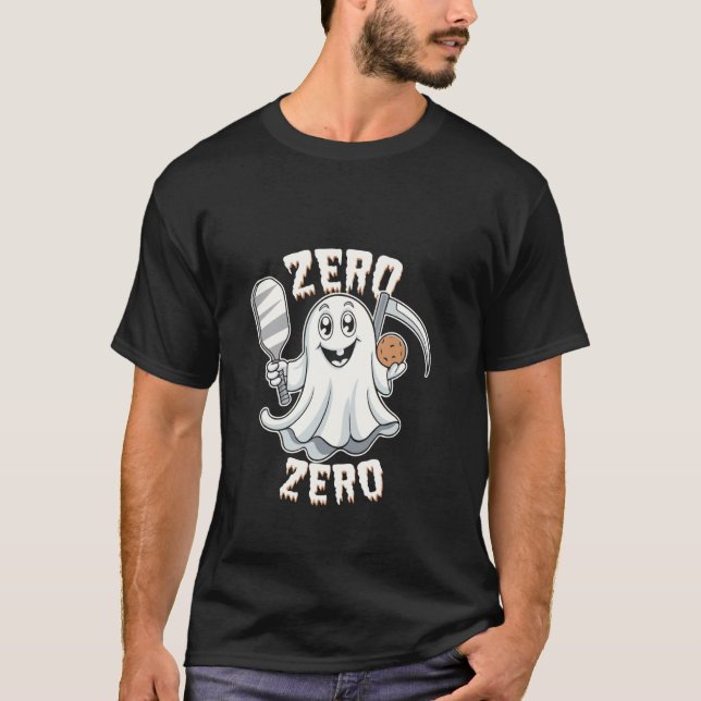 Zero Zero Gespenstischer Spaß Pickleball-Liebhaber T-Shirt (Vorderseite)
