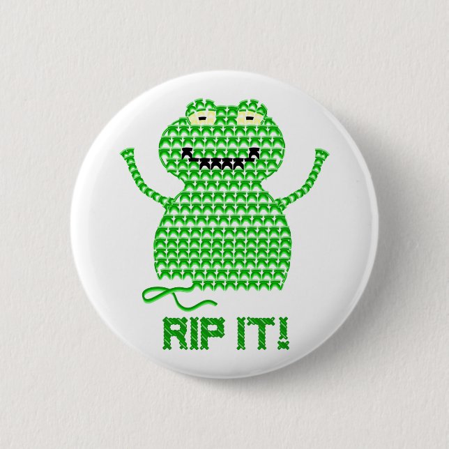 Zerreißen Sie es! Vector Häkelarbeit-Frosch Button (Vorderseite)