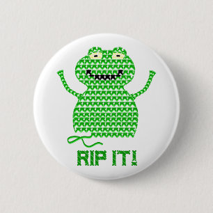 Zerreißen Sie es! Vector Häkelarbeit-Frosch Button