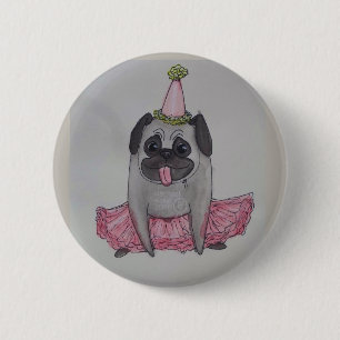 Zerren Sie das Mops-Abzeichen - Party kleiden oben Button