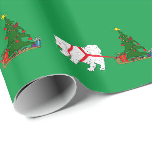 Zerren Sie den Samoyed, der Weihnachtsbaum zieht Geschenkpapier
