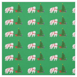 Zerren Sie den Samoyed, der Weihnachtsbaum zieht Stoff