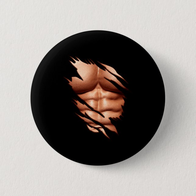 Zerrissene Abs Clic Lustig  Button (Vorderseite)