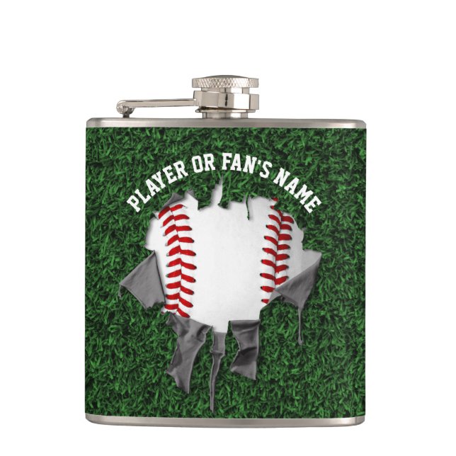 Zerrissene Baseball-Hip-Flasche Flachmann (Vorderseite)