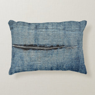 Zerrissene Blaue Jeans Fotografie Zierkissen