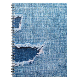Zerrissene Denim-Gewebetextur, blaue Farbtöne. Notizblock