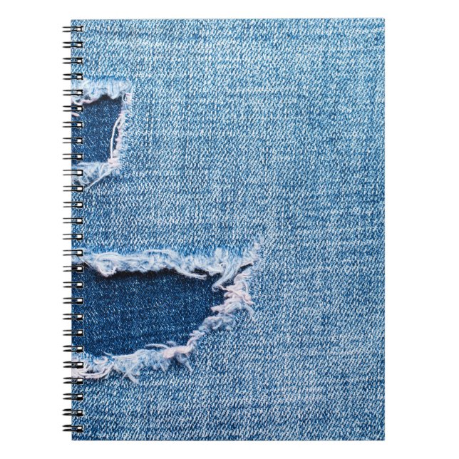 Zerrissene Denim-Gewebetextur, blaue Farbtöne. Notizblock (Vorderseite)