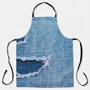 Zerrissene Denim-Gewebetextur, blaue Farbtöne. Schürze