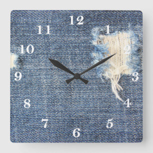 Zerrissene Jeans Look Quadratische Wanduhr