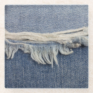 Zerrissene Jeans-Textur, stilvoller Hintergrund. Glasuntersetzer