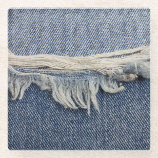 Zerrissene Jeans-Textur, stilvoller Hintergrund. Glasuntersetzer