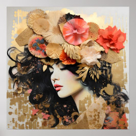 zerrissene Papiersorte mit Akzenten aus Blattgold Poster