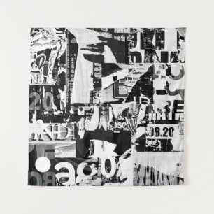 Zerrissene Straßenwerbeplakat-Collage Hintergrund Wandteppich