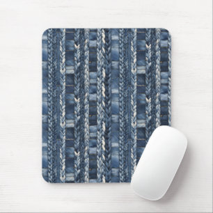 Zerrissene und geflochtene blaue Jeans-Denim Mousepad