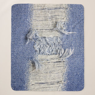 Zerrissener blauer Denim: Jeans Textur. Sherpadecke