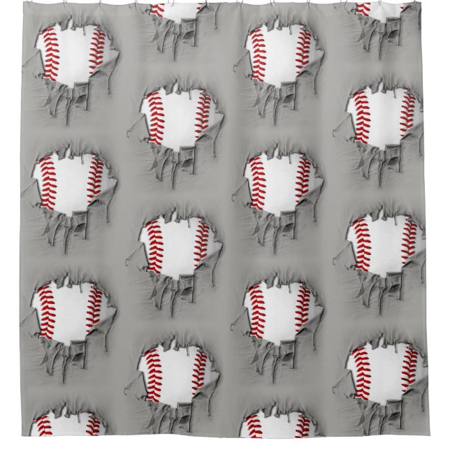 Zerrissenes Baseball Duschvorhang (Vorderseite)
