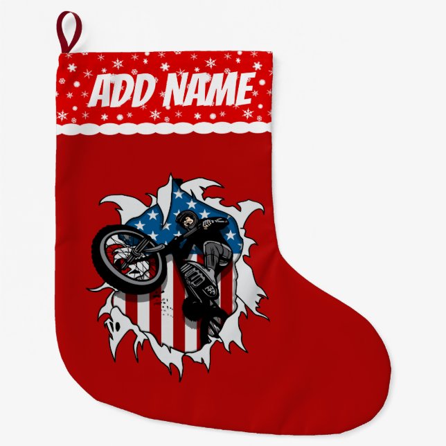 Zerrissenes BMX Fahrrad Großer Weihnachtsstrumpf (Vorderseite)