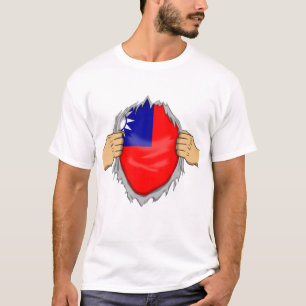 Zerrissenes Hemd mit taiwanesischer Flagge darin T-Shirt