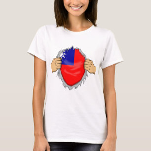 Zerrissenes Hemd mit taiwanesischer Flagge darin T-Shirt