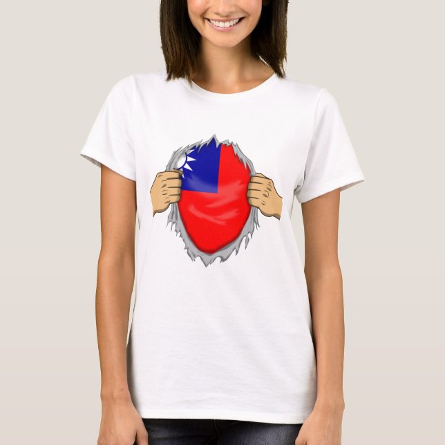 Zerrissenes Hemd mit taiwanesischer Flagge darin T-Shirt (Vorderseite)