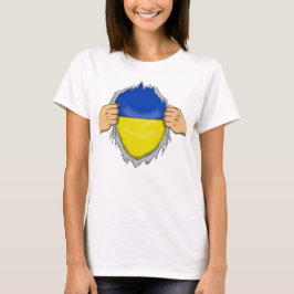 Zerrissenes Hemd mit Ukraine-Flagge darin T-Shirt