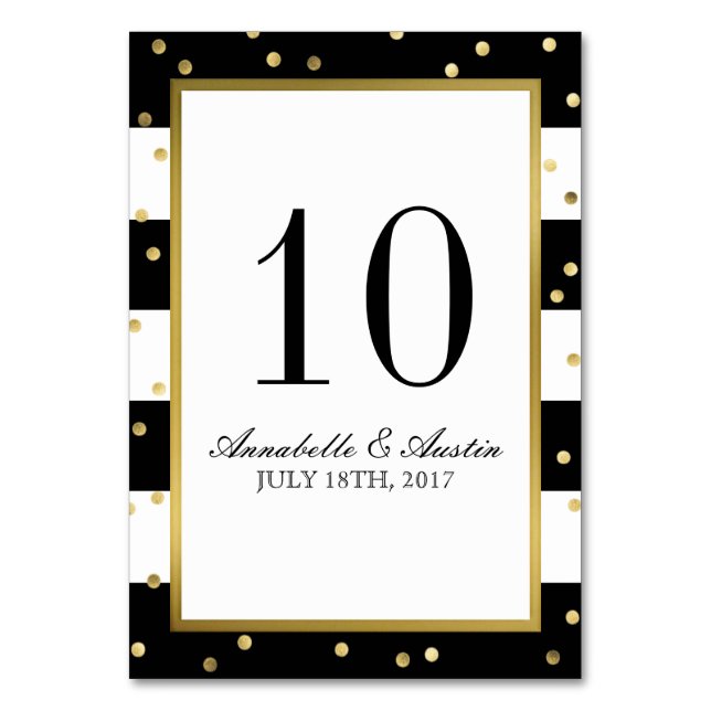 Zerrstreifen | Elegante Hochzeitskarte Tischnummer (Vorderseite)